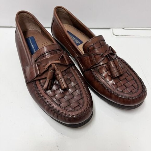Giorgio Brutini Shoes | Giorgio Brutini Brown Leather Tassel Basket Weave Mens Loafers Size 9.5M | Color: Brown | Size: 9.5 | Evergladesxpres's Closet